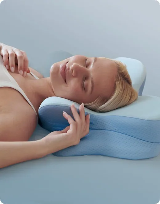 Person changing sleeping position on the pillow