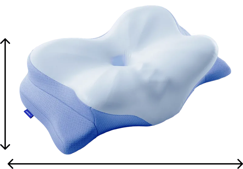 Pillow with its width and length marked